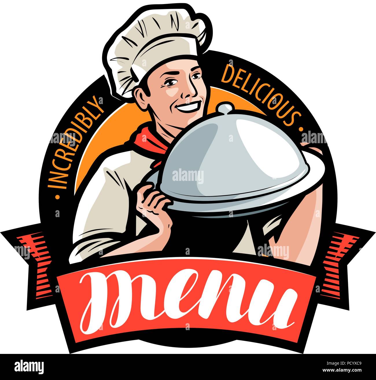 Restaurant oder Cafe Menü, Logo oder Label. Vector Illustration Stock Vektor