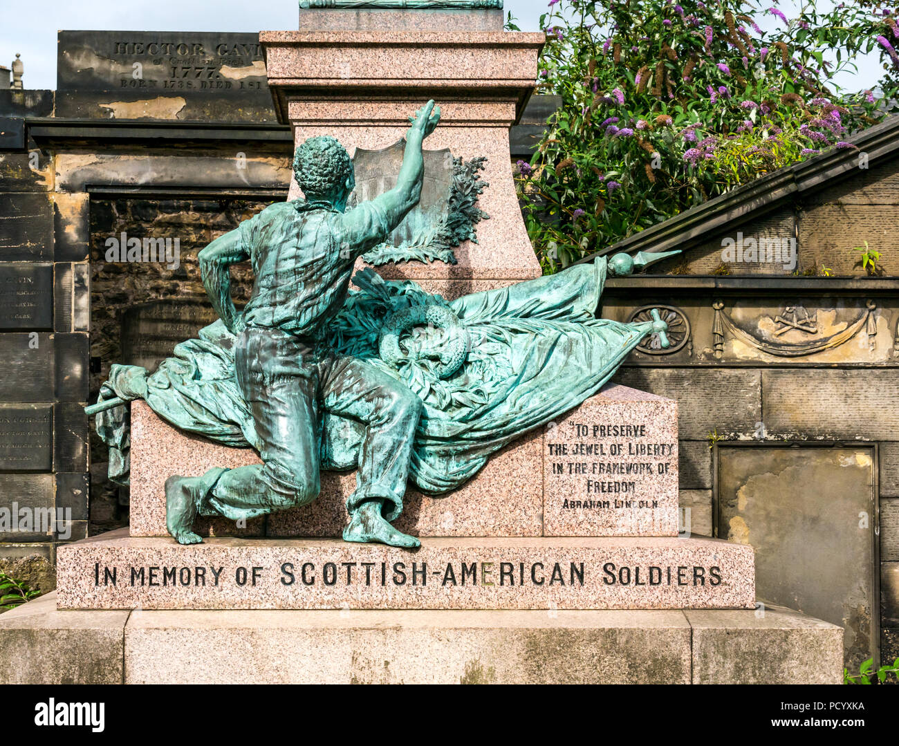 Schottische American Memorial, Alte Calton kaufen, erinnert an Scots, auf Seiten der Union im Amerikanischen Bürgerkrieg kämpften. Edinburgh, Schottland, Großbritannien Stockfoto
