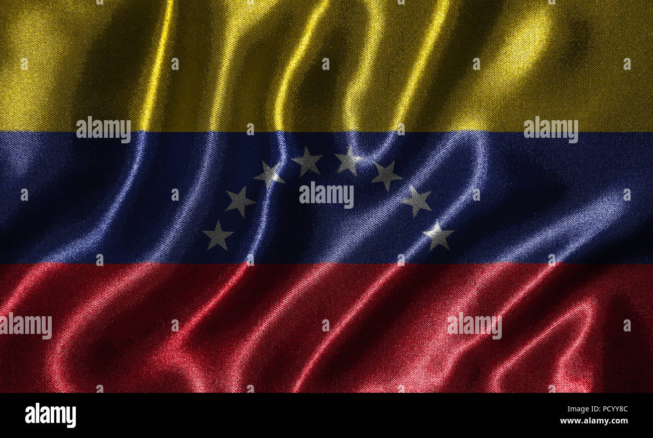 Venezuela Flagge - Fabric Flagge Venezuela Land-, Hintergrund- und Hintergrundbild von wehende Flagge von Textilien. Stockfoto