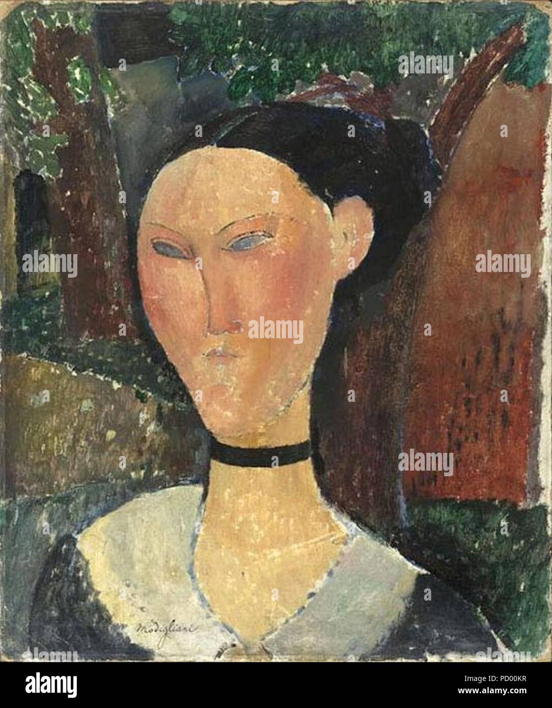 Amedeo Modigliani - Femme au Ruban de Velours. Stockfoto