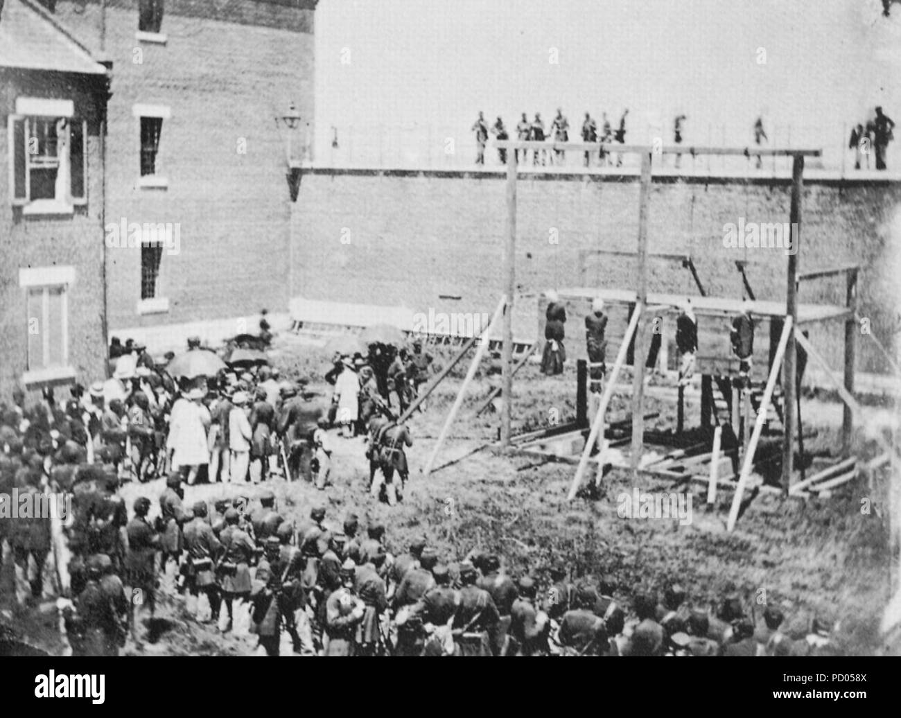 Amerikanischer Fotografie - Sterben vier Verurteilten Sindh Maria Saratt David Herold, Lewis Payne und George Atzerodt Stockfoto