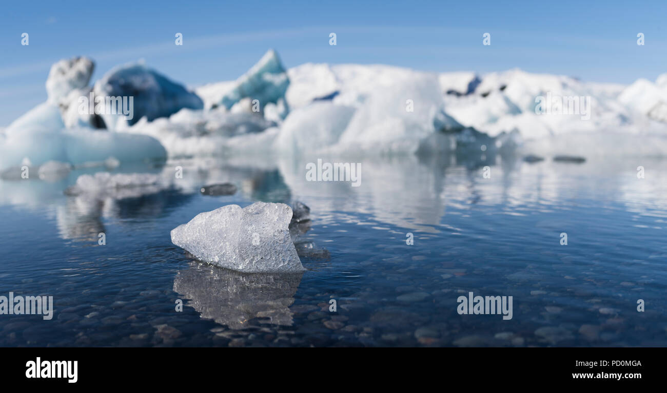 Eisberge am Gletschersee Jökulsárlón Gletscherlagune, South Island Stockfoto