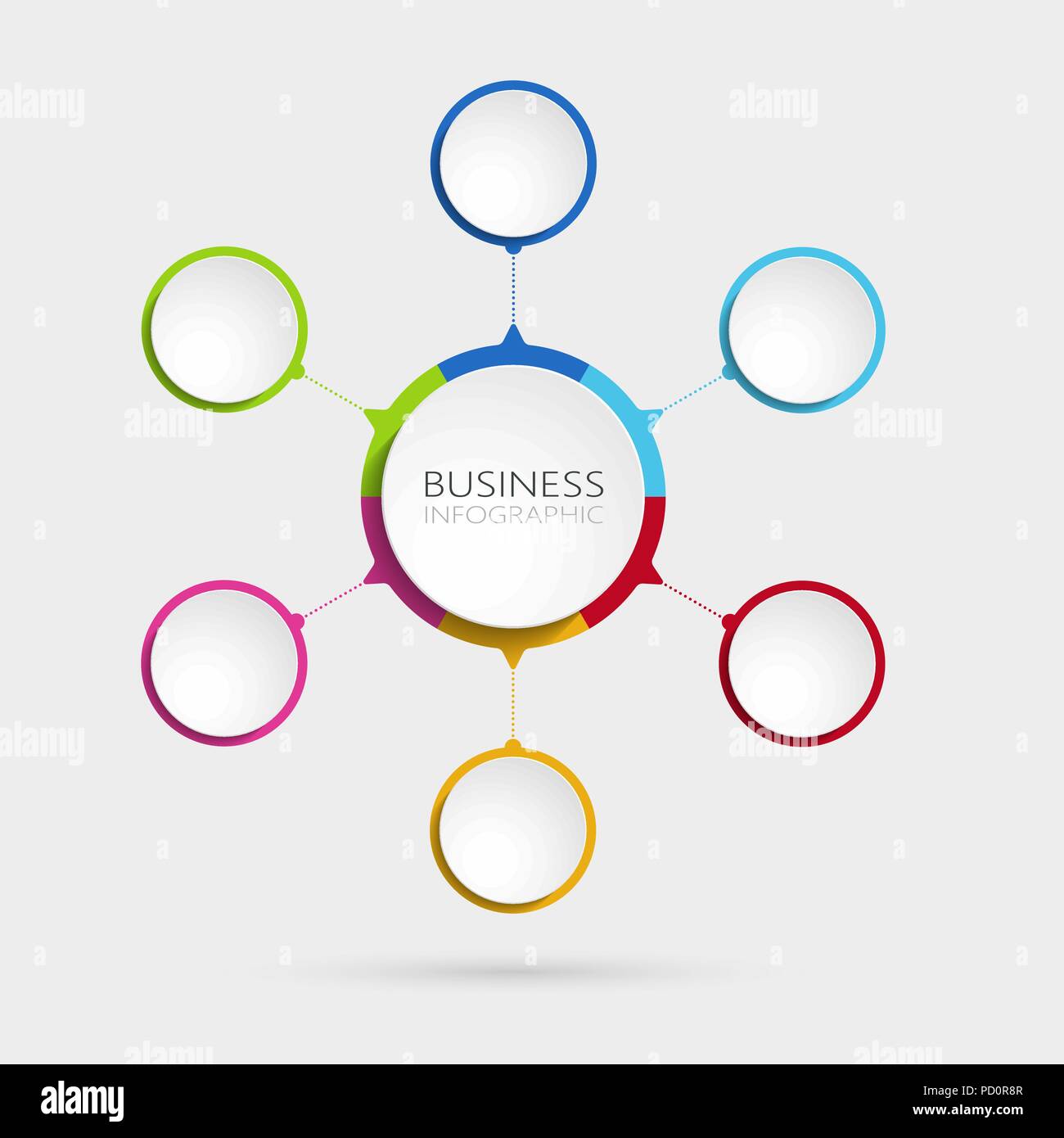 Modernen abstrakten 3D-infografik Vorlage mit 6 Schritten. Business Circle Vorlage mit Optionen für die Broschüre, Schaltplan, Workflow, Timeline. Vector EPS 10. Stock Vektor