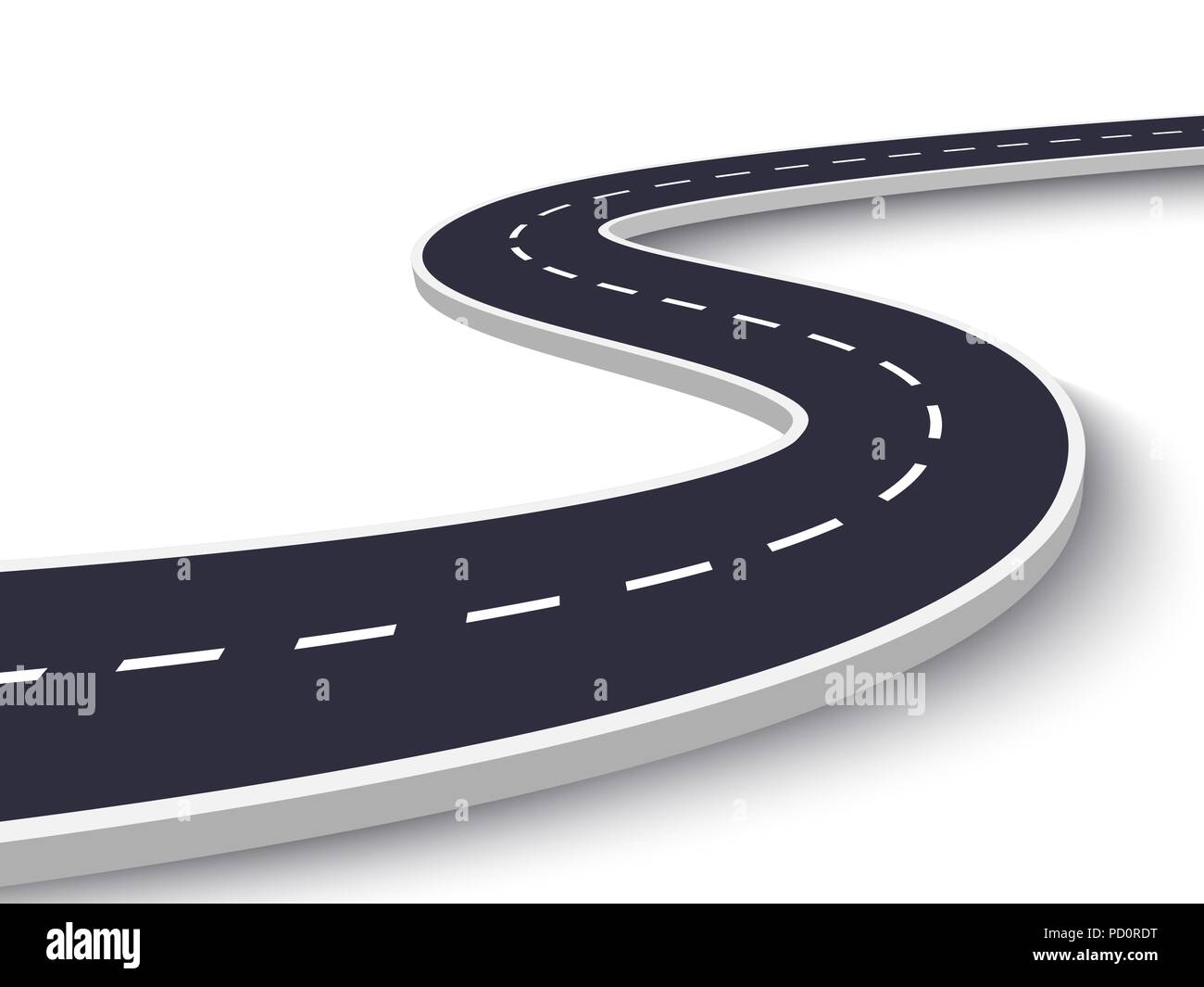 Kurvenreiche Straße auf einem weißen Hintergrund isoliert. Straße Ort Infografik Vorlage. Vector EPS 10. Stock Vektor