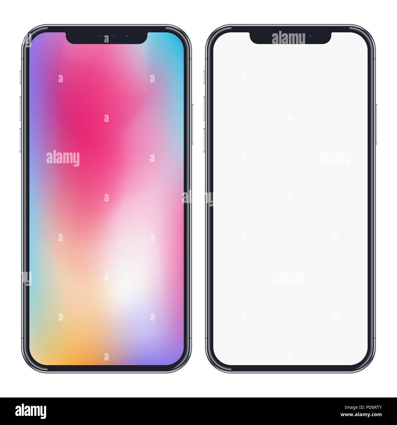 Modernes Mobiltelefon mockup auf weißem Hintergrund. High Ausführliche realistische Smartphone und Farbdisplay. Vector EPS 10. Stock Vektor