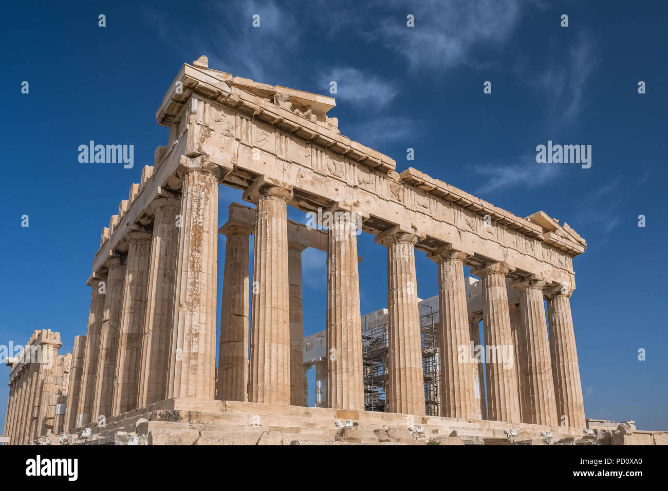 Säulen des Parthenon Tempel auf der Akropolis, Athen. Stockfoto