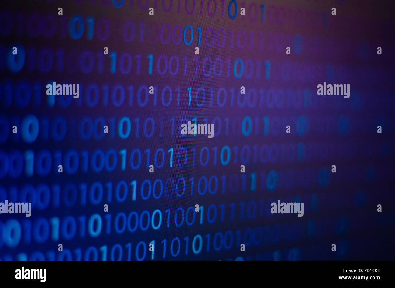 Binäre blauen Hintergrund blau binären Daten Code auf dem Bildschirm abstrakte Informationen Technologie Hintergrund Stockfoto