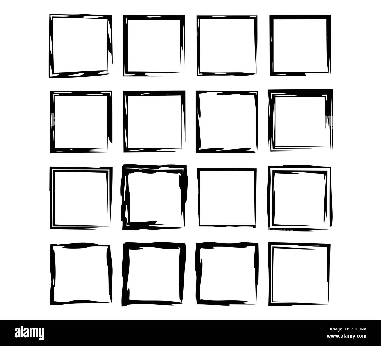 Schwarzes Quadrat Grunge Frames Set Mit Geometrischen Leerer Rahmen Sammlung Von Rechteck Elemente Vector Illustration Stock Vektorgrafik Alamy