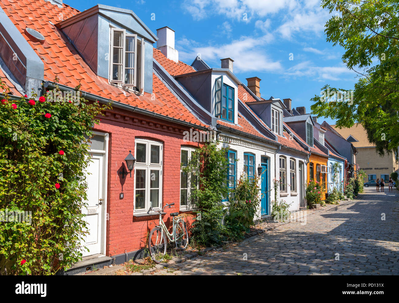 Die malerischen alten Häusern aus dem 19. Jahrhundert auf møllestien in der Nähe der Innenstadt, Aarhus, Dänemark Stockfoto