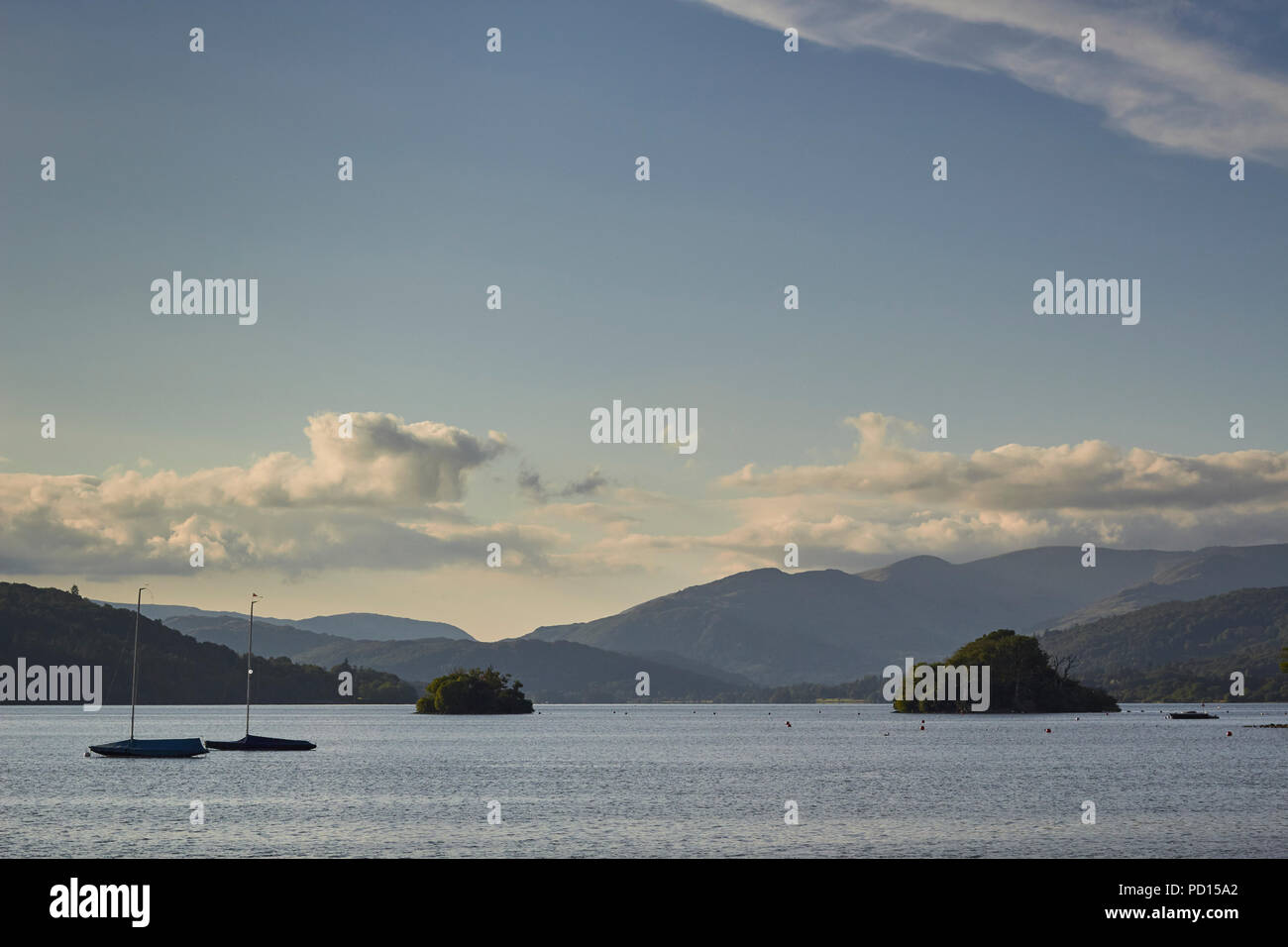 Lake Windermere, Dämmerung, Bowness, Nationalpark Lake District, Cumbria, England, Großbritannien Stockfoto
