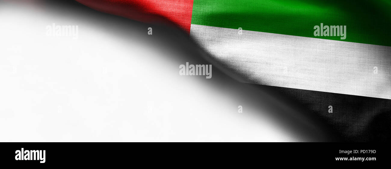 Flagge der Vereinigten Arabischen Emirate auf weißem Hintergrund Stockfoto