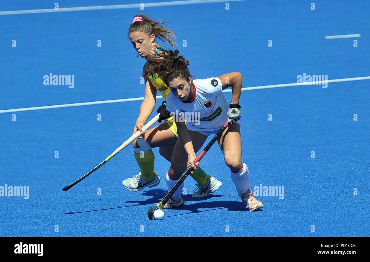 London, Großbritannien. 05 Aug, 2018. Georgina Oliva (ESP, Kapitän) und Ambrosia Malone (AUS). Australien V Spanien. Match 35. Kampf um Bronze. Hockey der Frauen-WM 2018. Lee Valley Hockey Centre. Queen Elizabeth Olympic Park. Stratford. London. UK. 05.08.2018. Credit: Sport in Bildern/Alamy leben Nachrichten Stockfoto