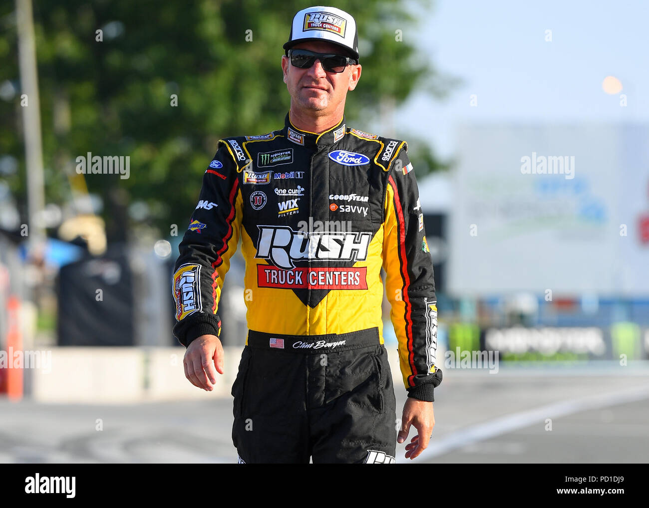 August 4, 2018: Monster Energy NASCAR Cup Series Treiber Clint Bowyer #14 Wanderungen auf dem Gitter vor der Qualifikation für die Monster Energy NASCAR Cup Series Bowling am Glen am Samstag, 4. August 2018 in Watkins Glen International in Watkins Glen, New York. Reich Barnes/CSM Stockfoto