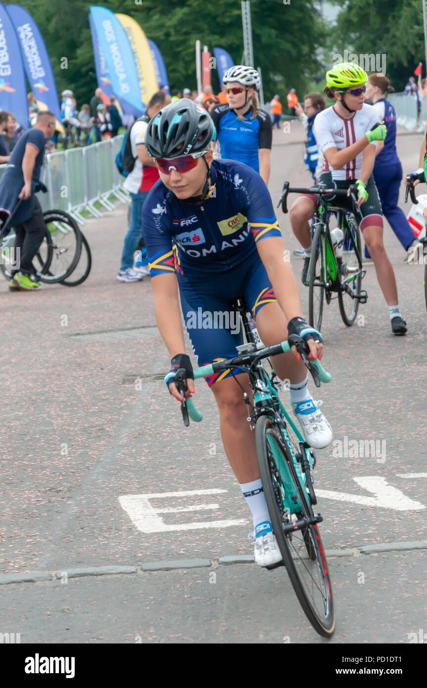 Glasgow, Schottland, Großbritannien. 5. August 2018. Women's Rennradfahren im Glasgow Europameisterschaften 2018. Die 130 km Rennen abgedeckt 9 Runden um die Stadt mit Start und Ziel auf Glasgow Green. Es wurde von der italienischen Marta Bastianelli mit einer Zeit von 3:28:15 gewonnen. Credit: Skully/Alamy leben Nachrichten Stockfoto