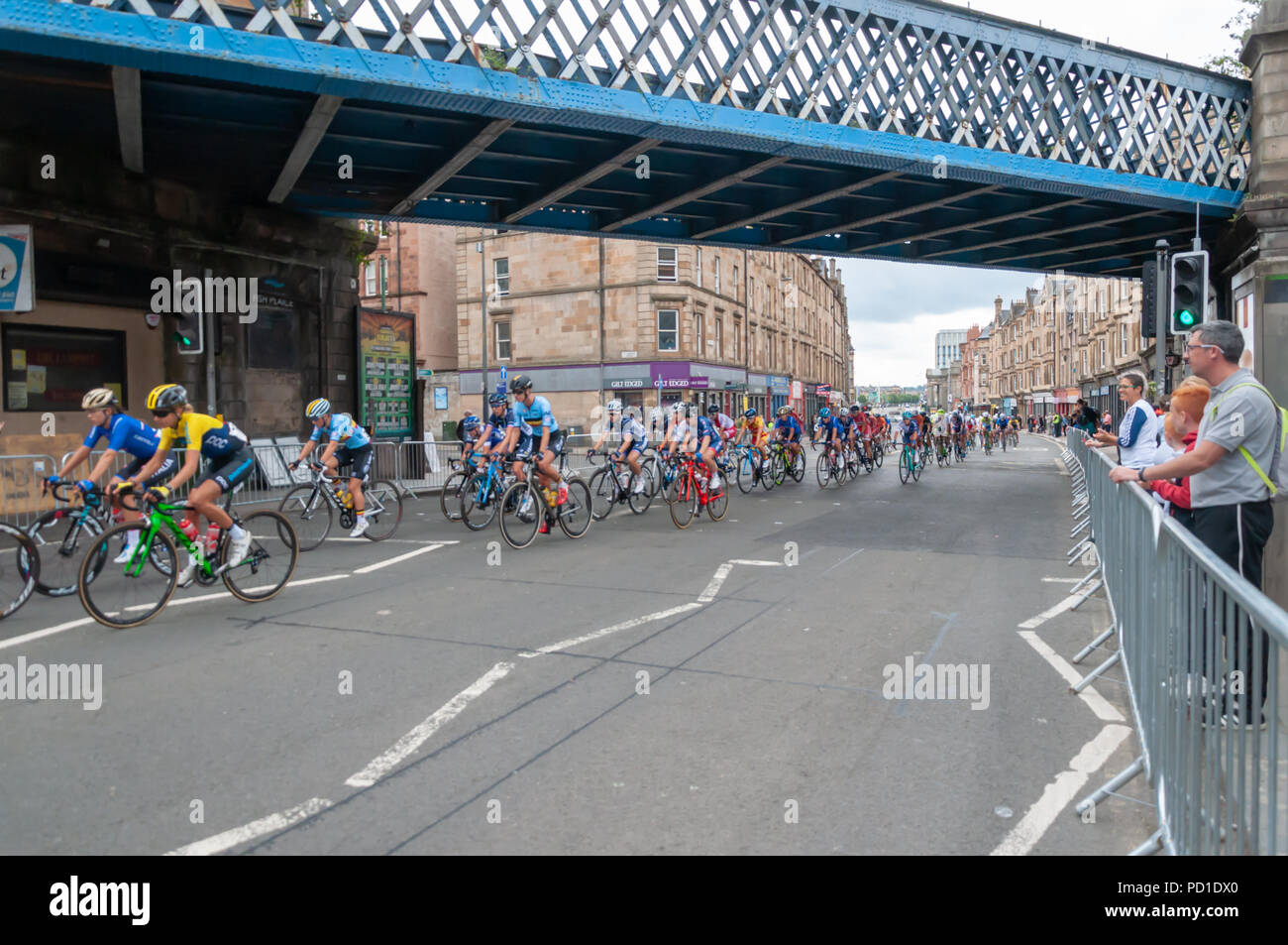 Glasgow, Schottland, Großbritannien. 5. August 2018. Women's Rennradfahren im Glasgow Europameisterschaften 2018. Die 130 km Rennen abgedeckt 9 Runden um die Stadt mit Start und Ziel auf Glasgow Green. Es wurde von der italienischen Marta Bastianelli mit einer Zeit von 3:28:15 gewonnen. Credit: Skully/Alamy leben Nachrichten Stockfoto
