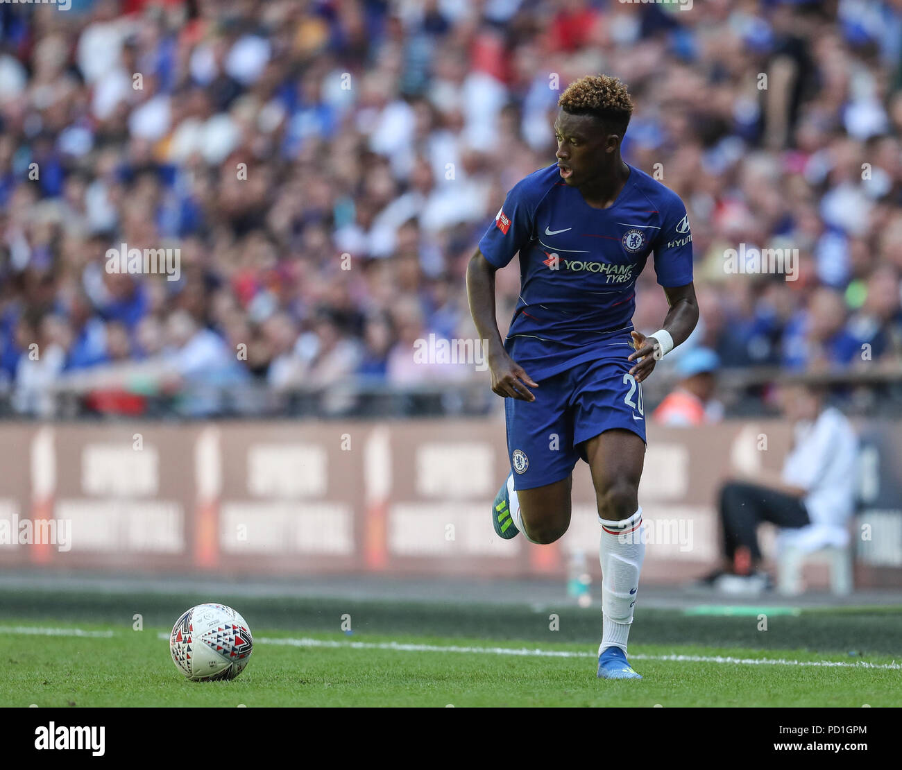 Callum Hudson-Odoi von Chelsea im FA Community Shield Match zwischen Chelsea und Manchester City im Wembley Stadium am 5. August 2018 in London, England. (Foto von John rainford/phcimages.com) Stockfoto