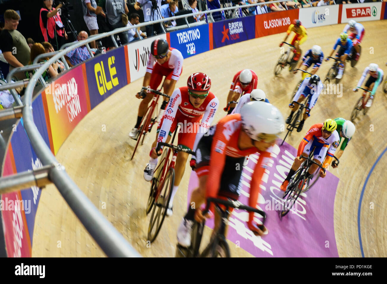 Glasgow, Großbritannien - 5 August 2018 - Track Racing Punkte Rennen auf Sir Chris Hoy Velodrome als Teil der europäischen Meisterschaft 2018. Credit: Pawel Pietraszewski/Alamy leben Nachrichten Stockfoto