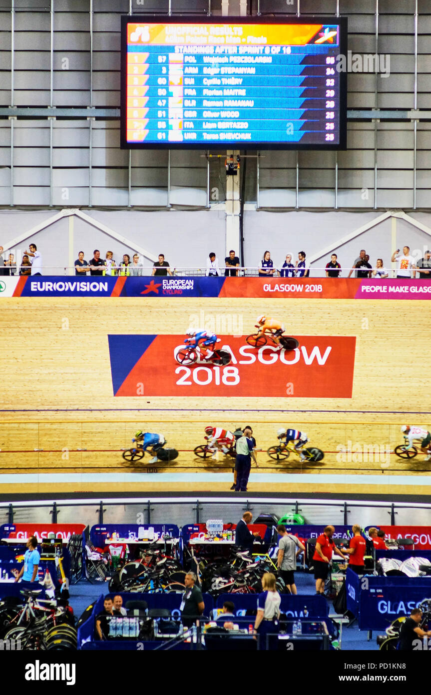 Glasgow, Großbritannien - 5 August 2018 - Track Racing Punkte Rennen auf Sir Chris Hoy Velodrome als Teil der europäischen Meisterschaft 2018. Credit: Pawel Pietraszewski/Alamy leben Nachrichten Stockfoto