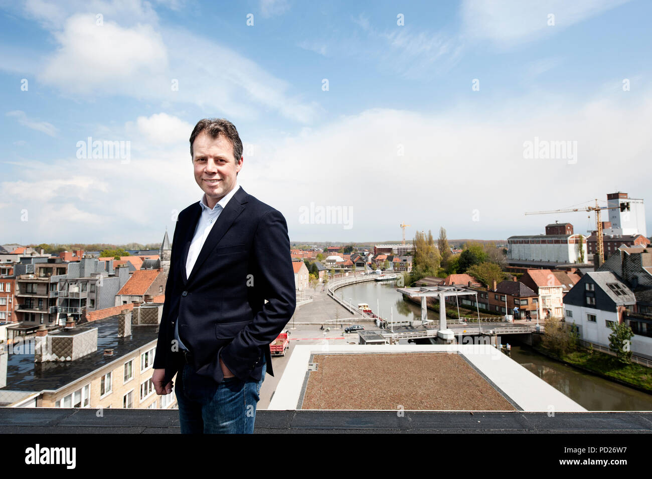 CD&V-Politiker und Bürgermeister von Deinze, Jan Vermeulen (Belgien, 28/04/2016) Stockfoto