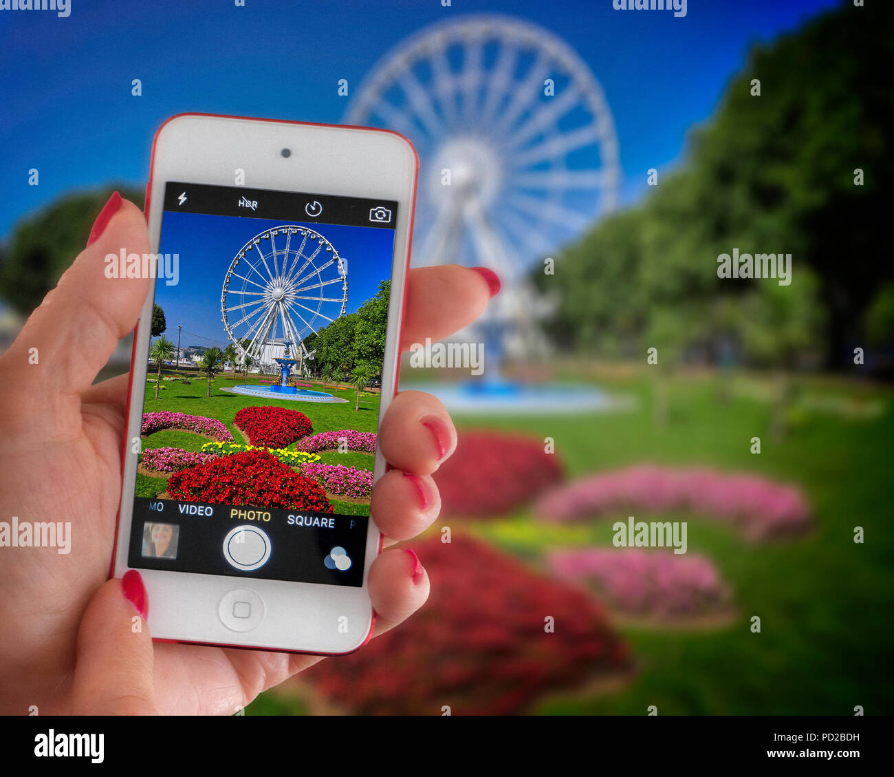 De - Devon: Prinzessin Gärten und Englischen Riviera Rad auf einem iPhone Bildschirm angezeigt Stockfoto