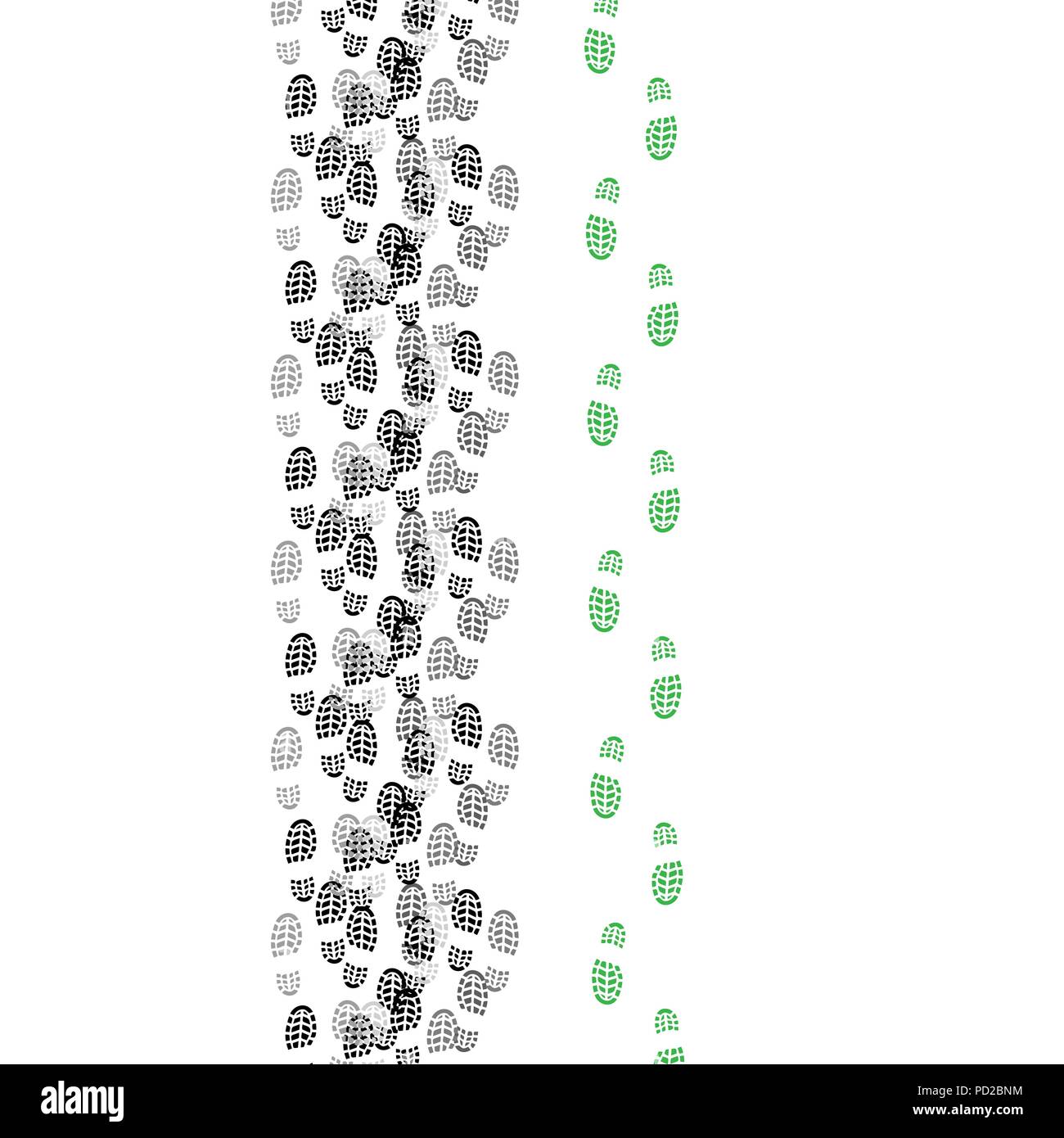 Schwarze und graue Schuhe Silhouetten und andere Weise grün Titel Stock Vektor