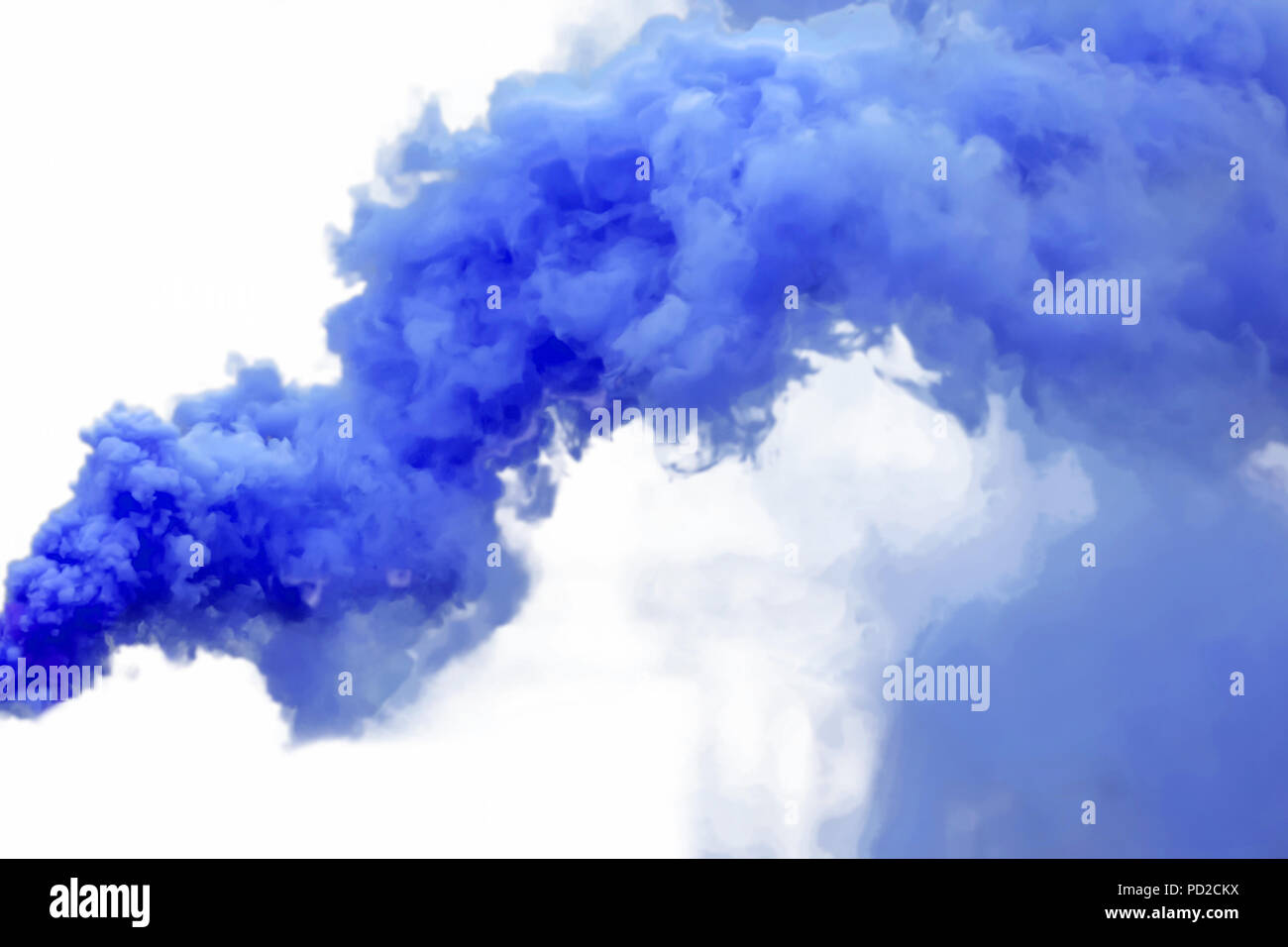 Blauer Rauch Auf Weissem Hintergrund Stockfotografie Alamy