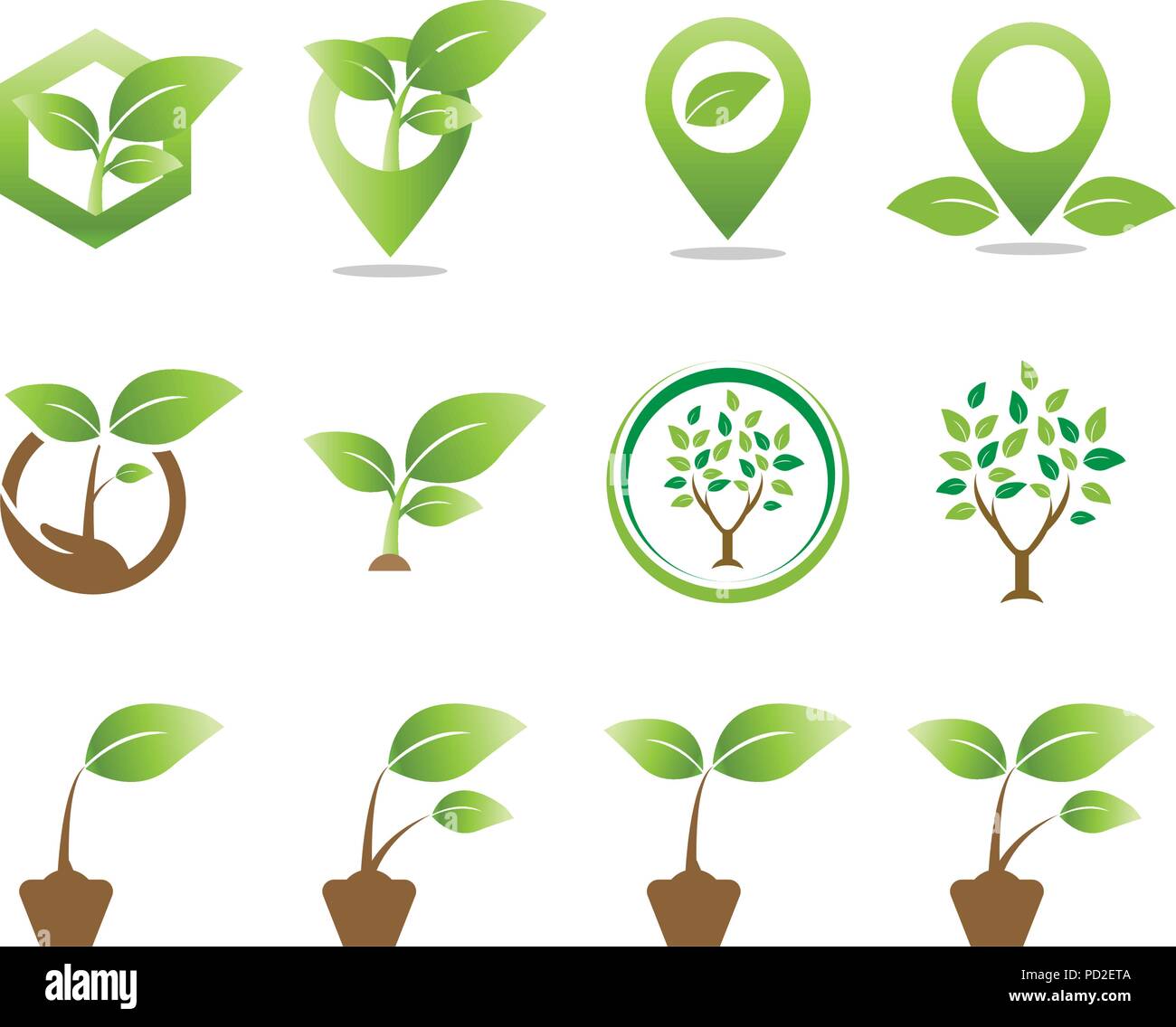 Sammlung von Pflanzen logo Icon template Vector Element Stock-Vektorgrafik  - Alamy