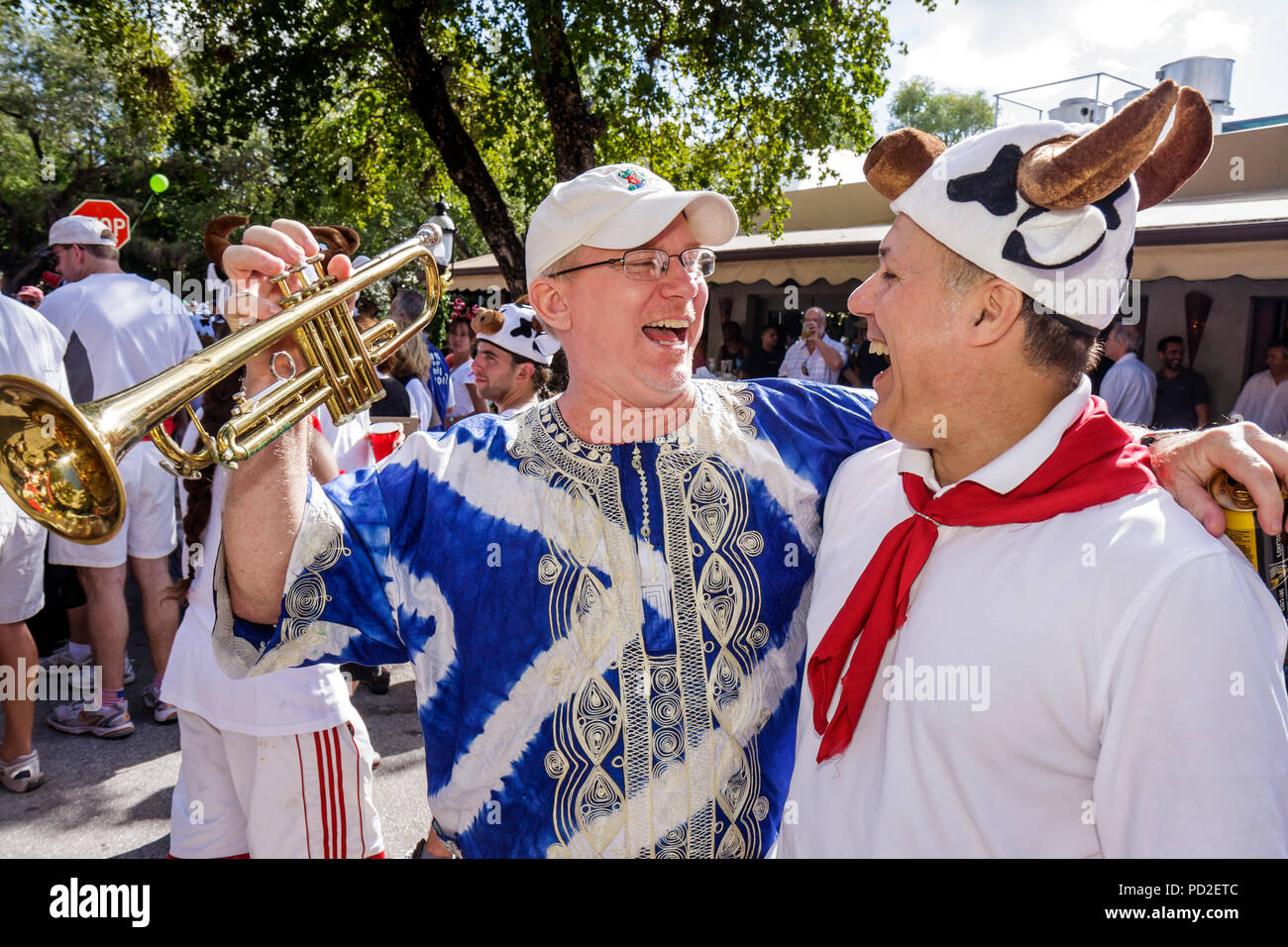 Miami Florida, Miami Dade County, Coconut Grove, King Mango Strut, jährlich, Gemeinschaftsveranstaltung, Parade, Satire, Parodie, Banner, lustig, Humor, humorvoll, Humor, humorvoll Stockfoto