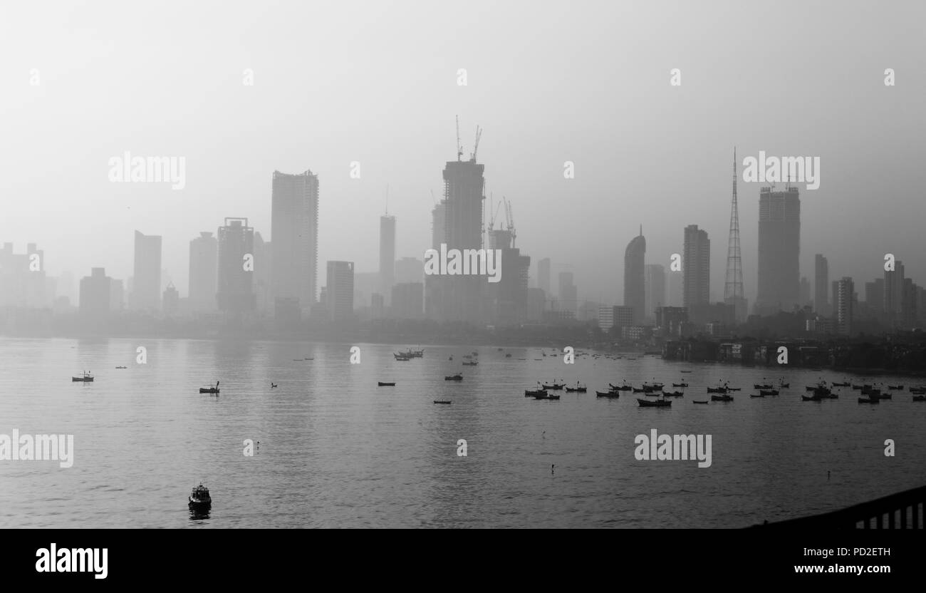 Mumbai Skyline von Bandra Worli, Mumbai, Indien. Stockfoto