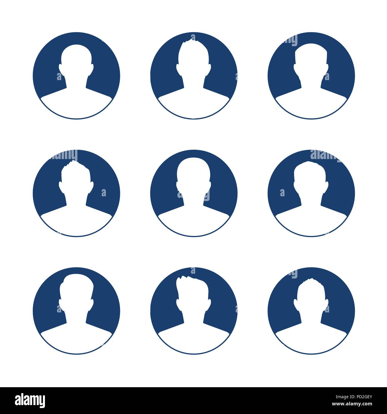 App oder Profil Symbol Benutzer eingestellt. Satz von Männern avatar Vorlage. Benutzerdefinierte Icons Collection. Symbol für die Website Avatar. Vector Illustration Stock Vektor