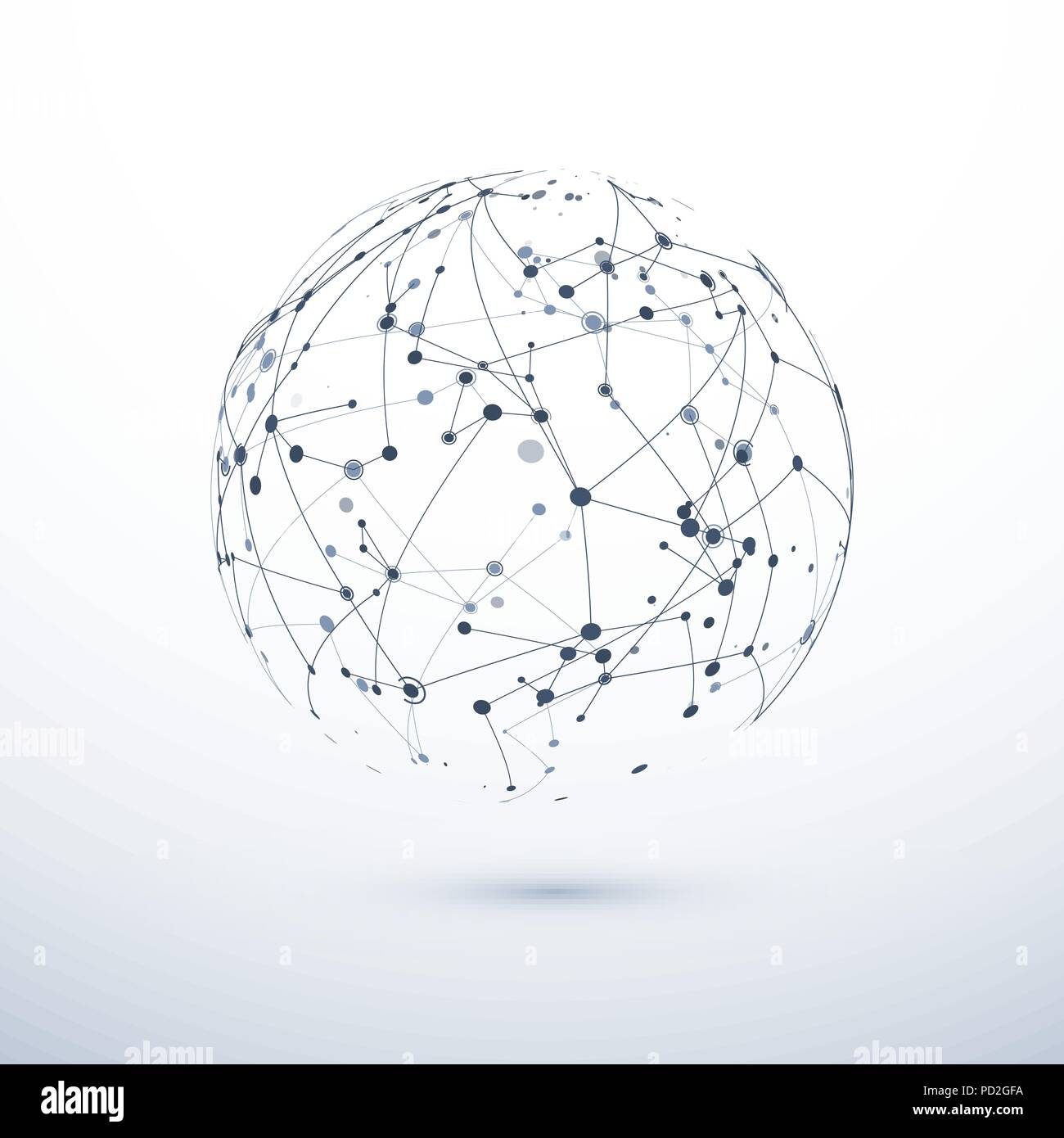 Globales Netzwerk Symbol. Abstrakte Struktur des worldwide web. Kugel mit Knoten und Verbindungen. Vector Illustration Stock Vektor