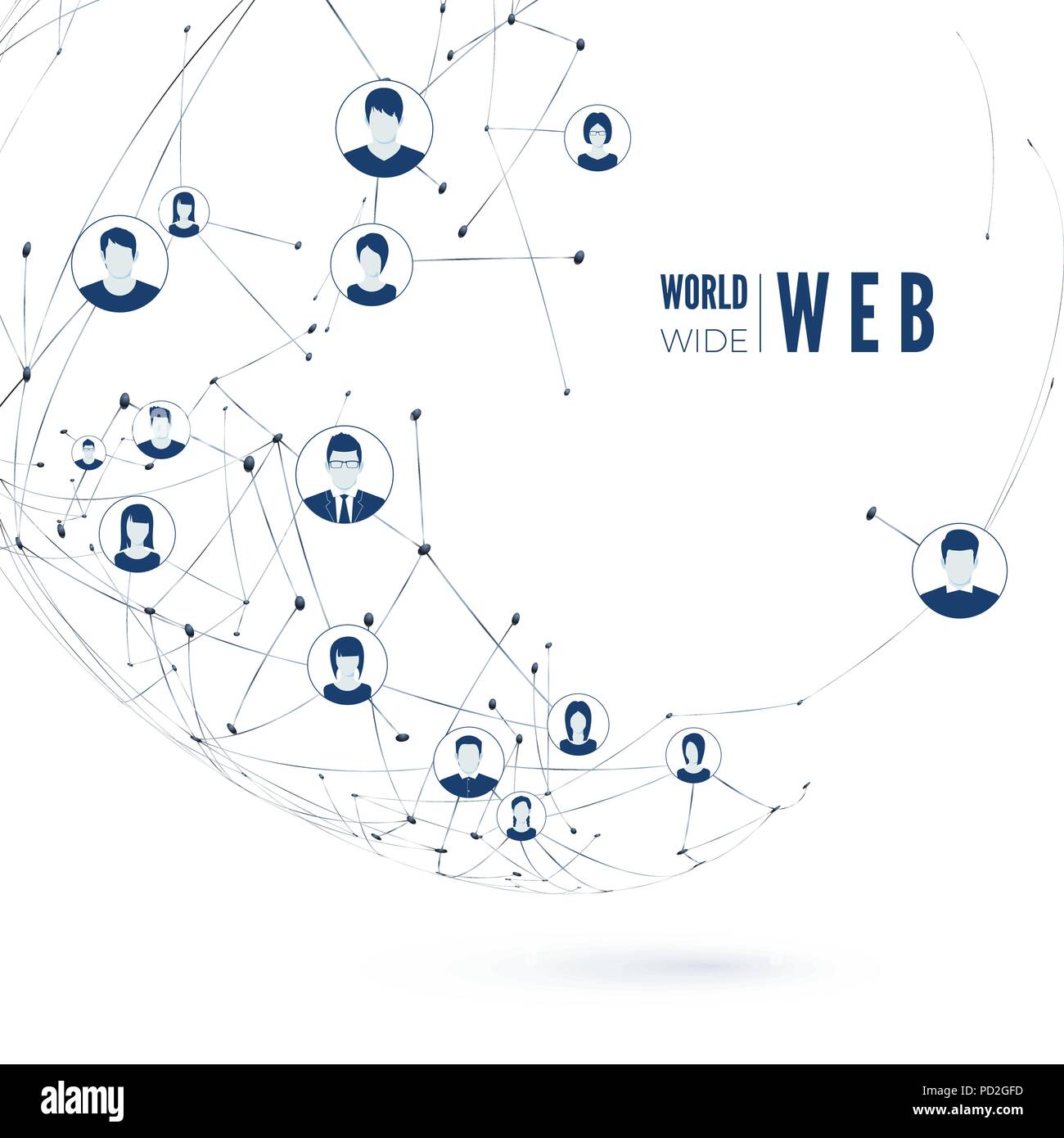World Wide Web Konzept. Social Media. Globales Netzwerk Verbindung. Vector Illustration Stock Vektor