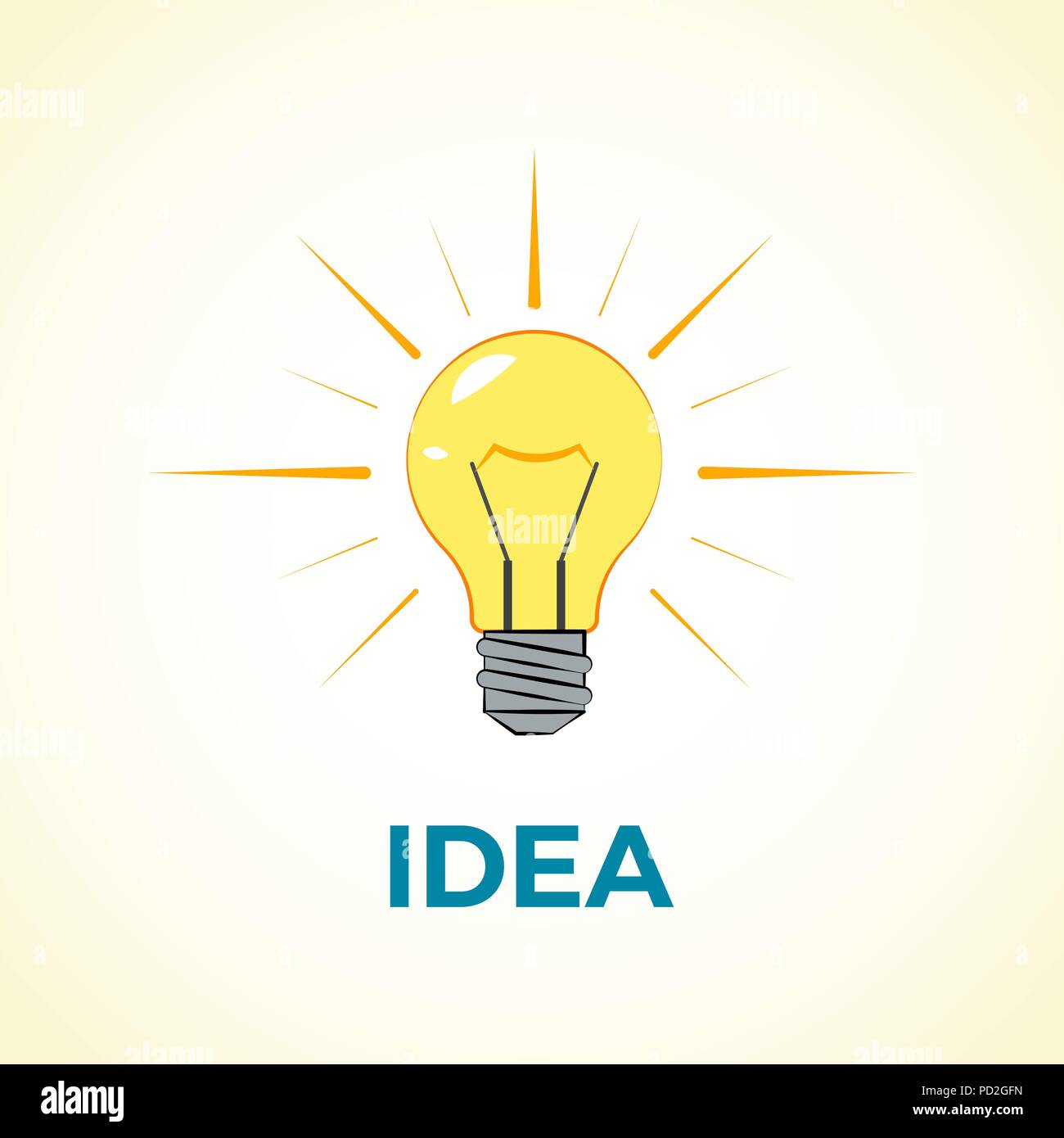 Business Konzept kreative Idee mit Licht Lampe. Website und Promotion Banner. Flache design Vector Illustration Stock Vektor