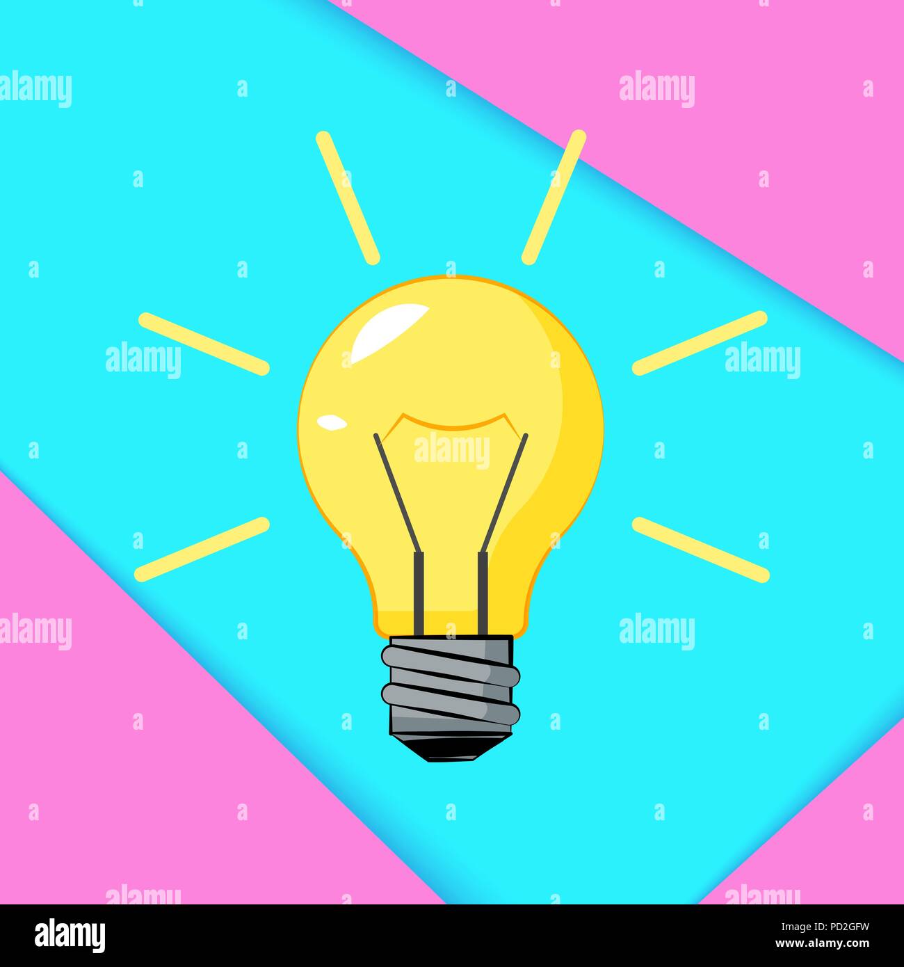 Cretive Idee. Bisiness Lösungskonzept. Brennende Glühbirne mit surrealen Farbe Hintergrund. Vector Illustration Stock Vektor