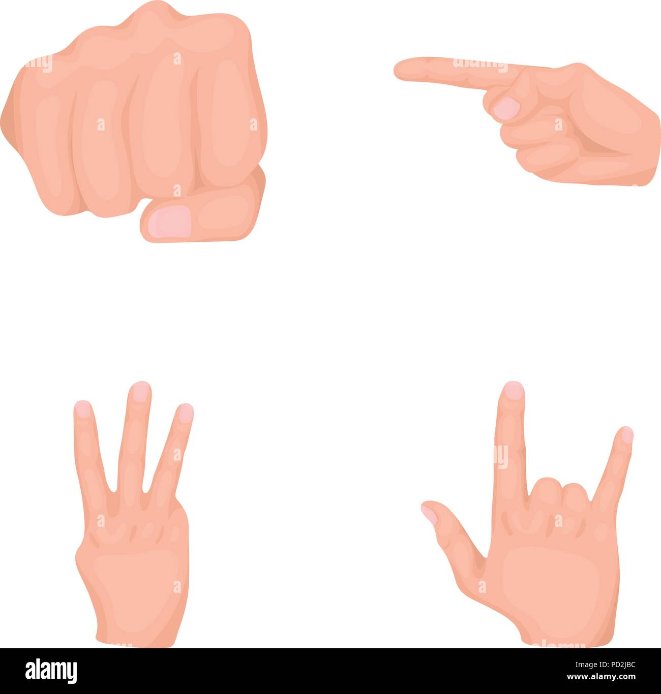 Faust, Index und andere Gesten. Gesten der Hand set Sammlung Icons im ...