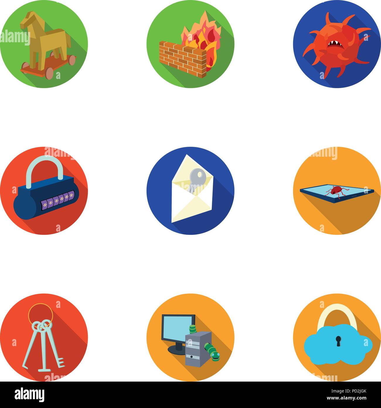 Gegen, Antivirus, Brechen, Cloud, Sammlung, Computer, Umschlag, Zaun, Feuer, flach, Haken, Pferd, Icon, Icons, Illustration, isoliert, Schlüssel, Schlüssel, Brief, Logo, moderne, Objekt, Pirat, Schutz, Auswahl, Satz, Zeichen, Skeleton Key, Symbol, Technik, Vector, Virus, Web, Wurm, Vektor, Vektoren, Stock Vektor