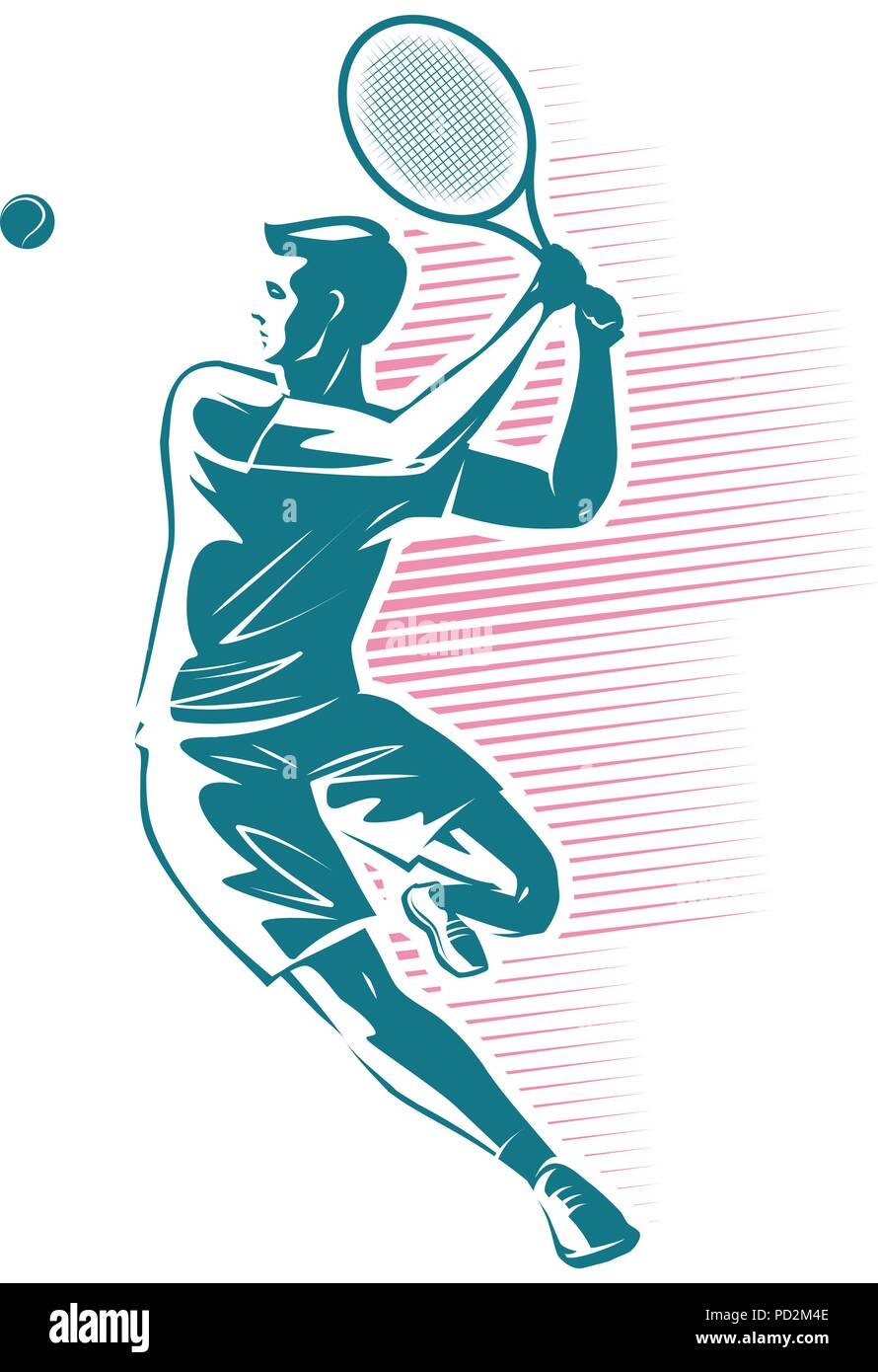 Tennis Player. Sport Emblem. Vector Illustration Stock Vektor