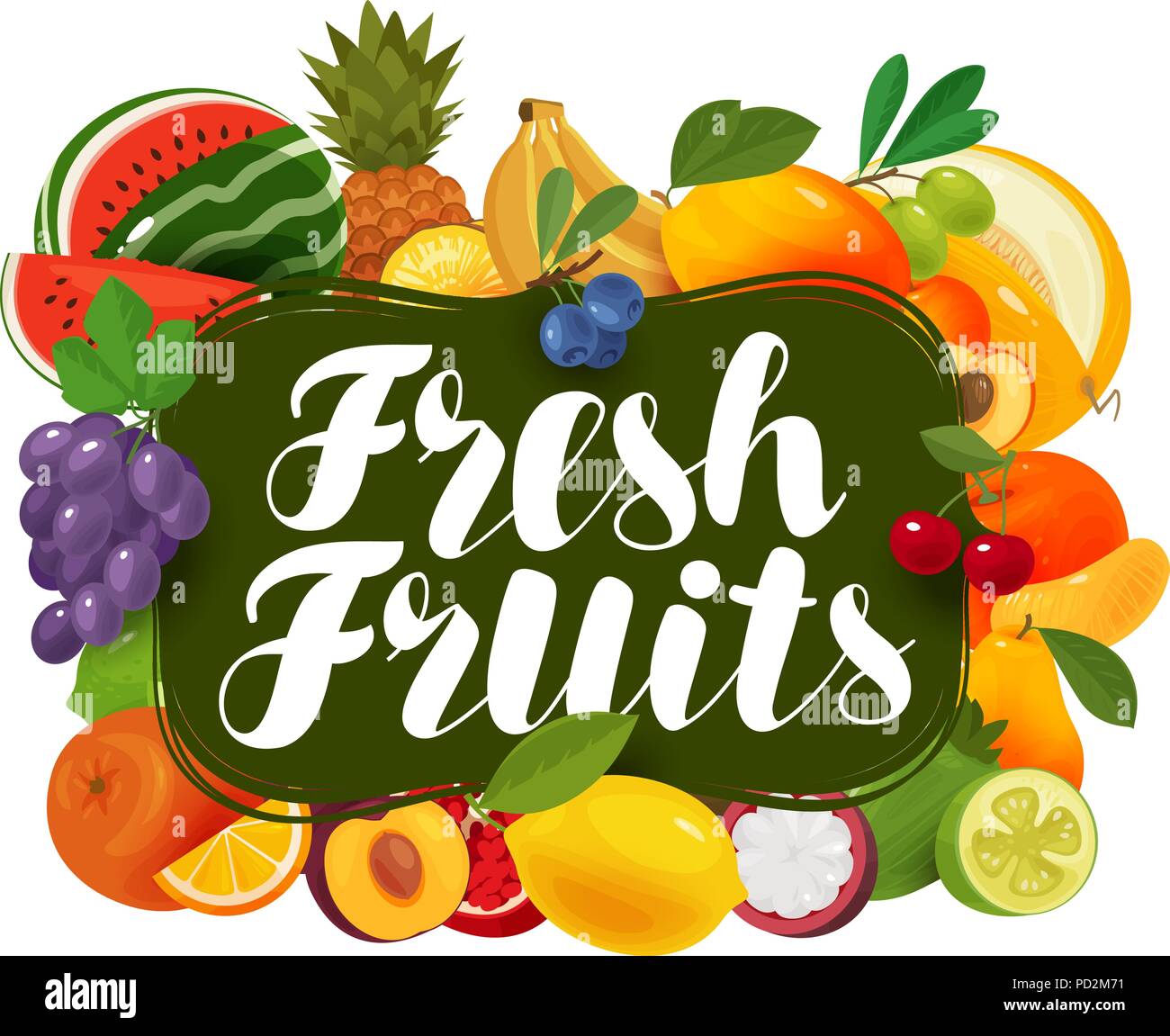 Frische Früchte. Natürliche Lebensmittel, greengrocery Konzept. Vector Illustration Stock Vektor