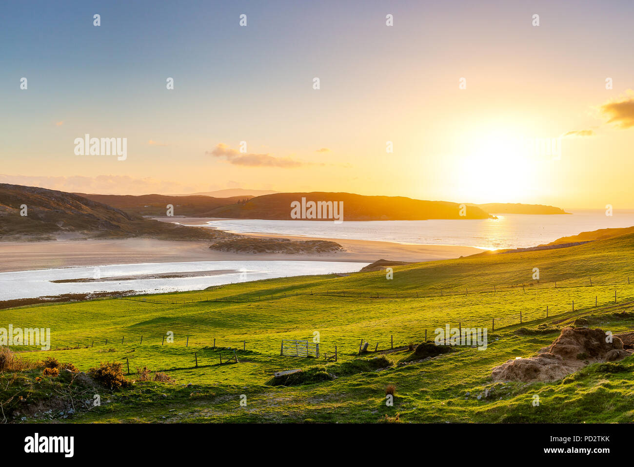 Sonnenuntergang über der Torrisdale Bay bei Bettyhill Stockfoto