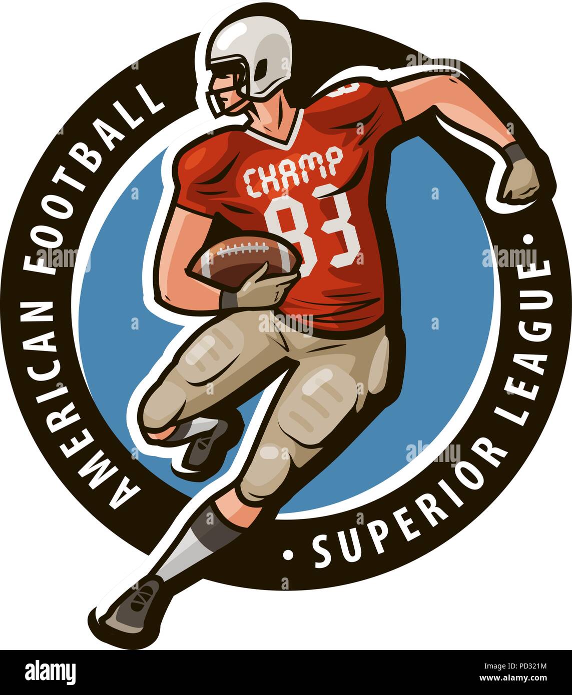 American football Logo oder Label. Sport Konzept. Maskottchen Vector Illustration Stock Vektor