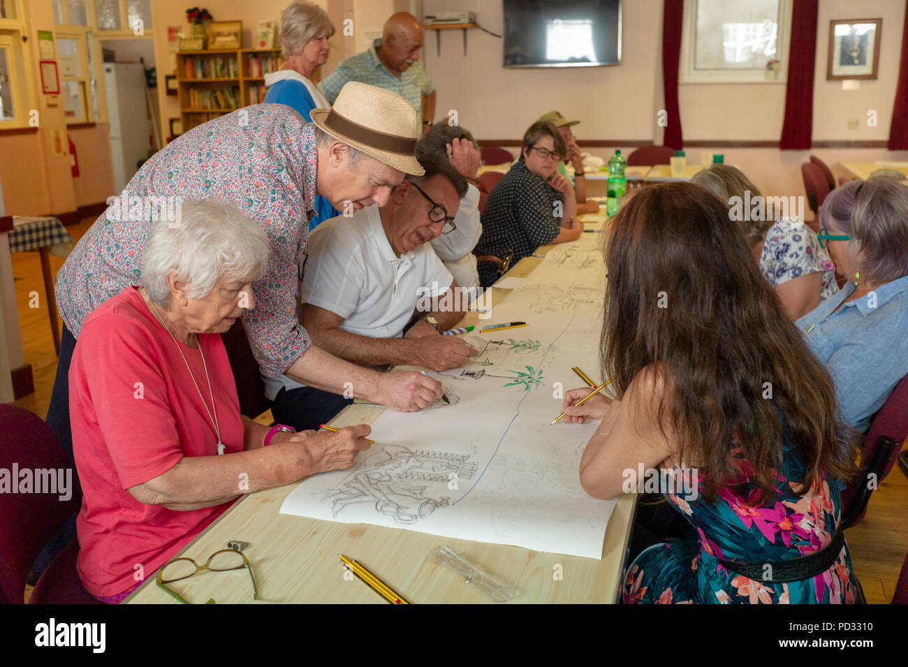 Martin Rowson international renommierte Karikaturist eine Masterclass in Karikatur in Herne Bay Cartoon Festival Stockfoto