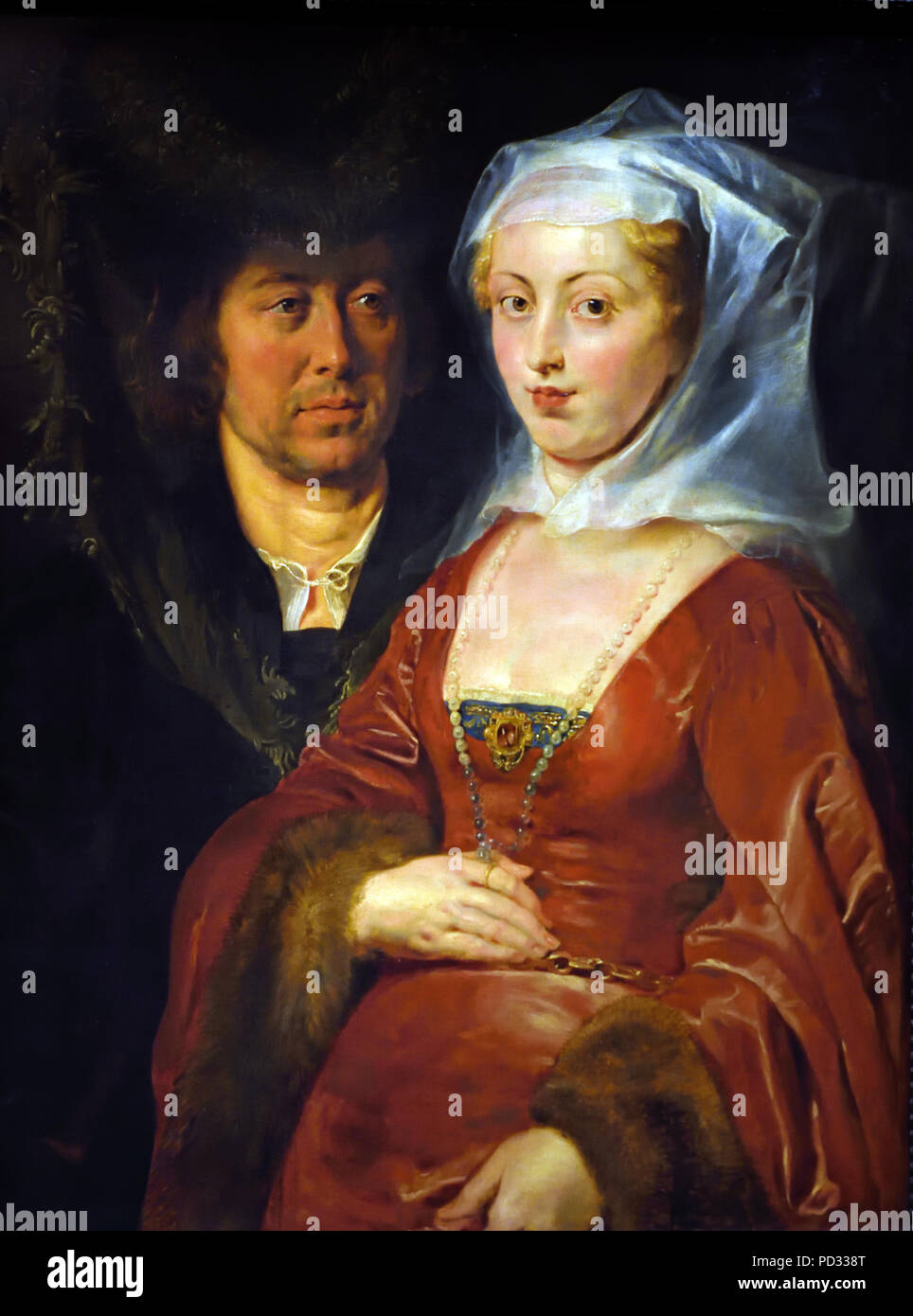 Portrait von Ansegisel und Saint Begga circa 1612-1615. von Peter Paul Rubens (1577 - 1640) Belgien (Flämisch belgischen Ansegisel und Begga - 34th Urgroßeltern. Eltern von Pippin von Herstal und Tolle Großeltern Karls des Großen. ) (742-814), König der Franken 768 - 814 und Kaiser des Heiligen Römischen Reiches als Karl der Große bekannt. Stockfoto