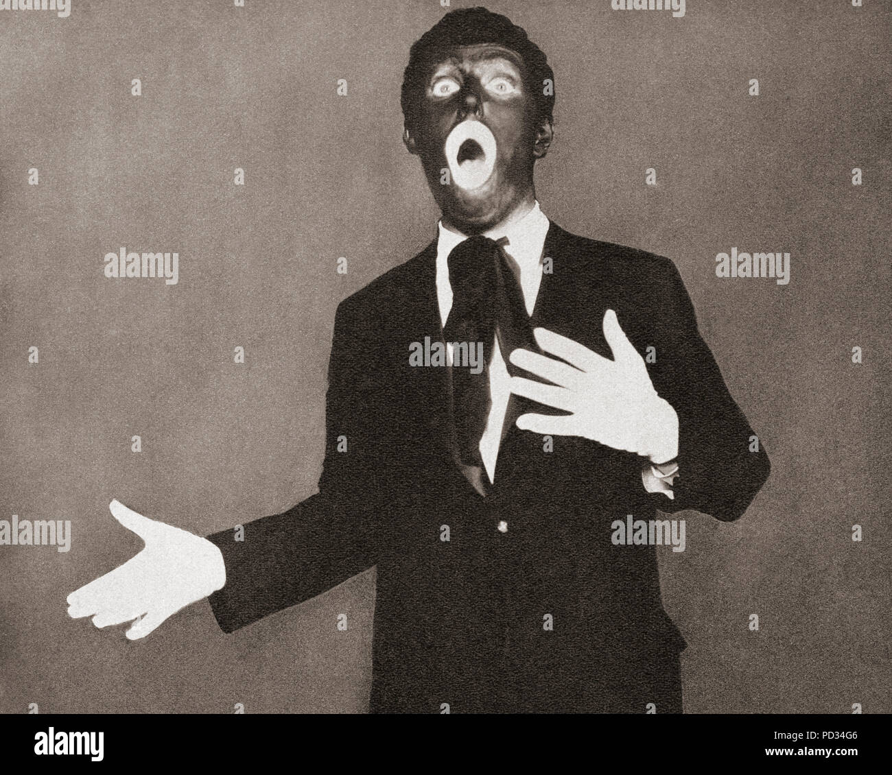 Al Jolson oder Albert, geboren Asa Yoelson, 1886 - 1950. Us-amerikanischer Sänger, Schauspieler, Bühne und Film Schauspieler. Hier zu sehen in Blackface. Von diesen enormen Jahre, veröffentlicht 1938. Stockfoto