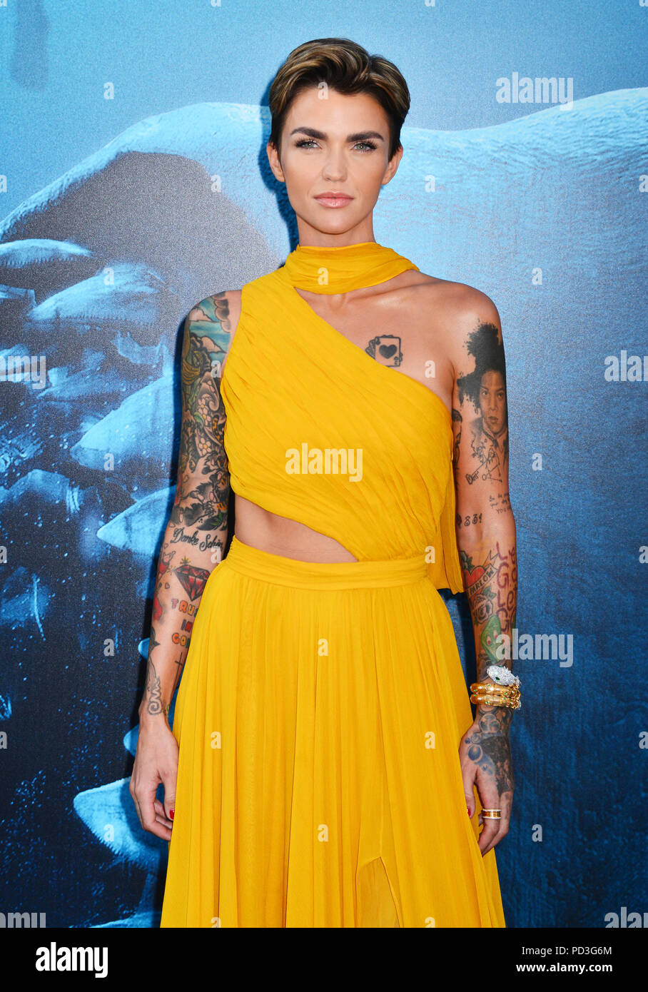 Ruby Rose029 besucht die Premiere von Warner Bros. Bilder und Schwerkraft Bilder 'Premiere der "Meg" auf August 06, 2018 in Hollywood, Kalifornien Stockfoto