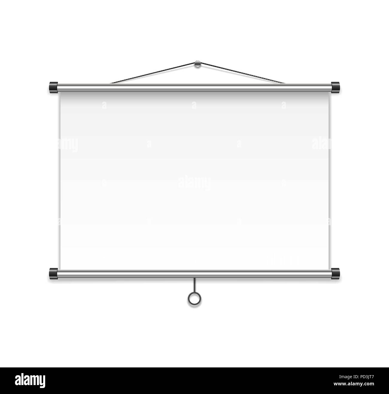 Sitzung Leinwand isoliert auf weiße Wand. Realistische Blank Board oder Präsentation anzuzeigen. Vector Illustration Stock Vektor