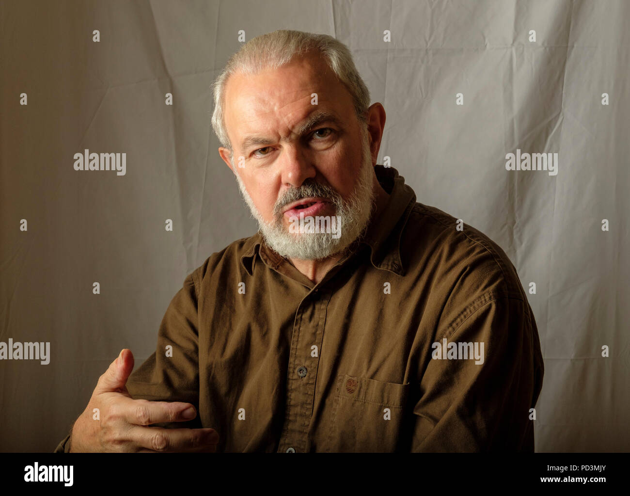Bärtiger Senior und Schnurrbart-Mann Porträt in die Kamera schauen, Studio-Aufnahme Stockfoto