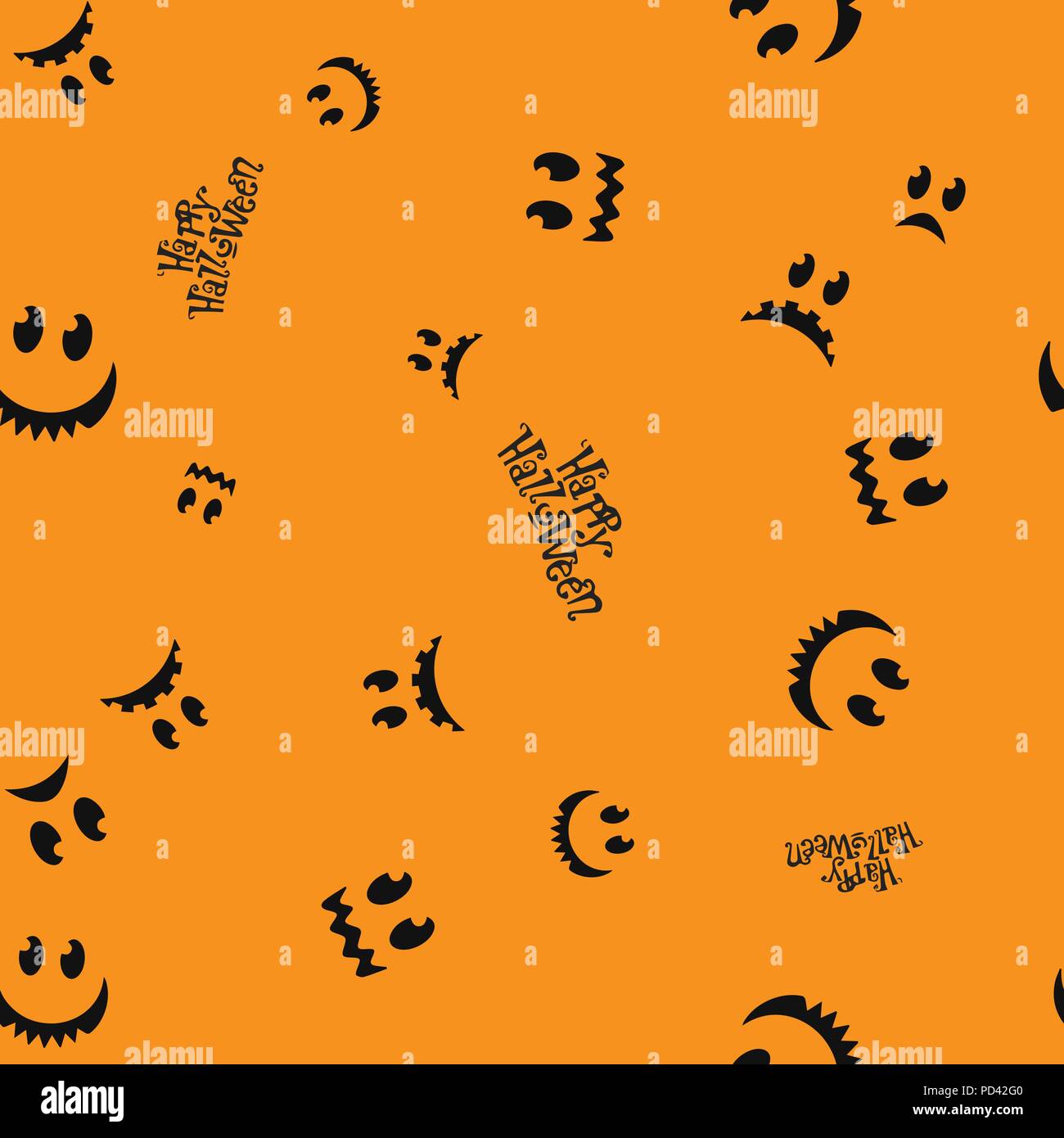 Flächensatz Halloween nahtlose Muster. Vector Illustration. Orange hinterlegt. All Saints Eve. Stock Vektor