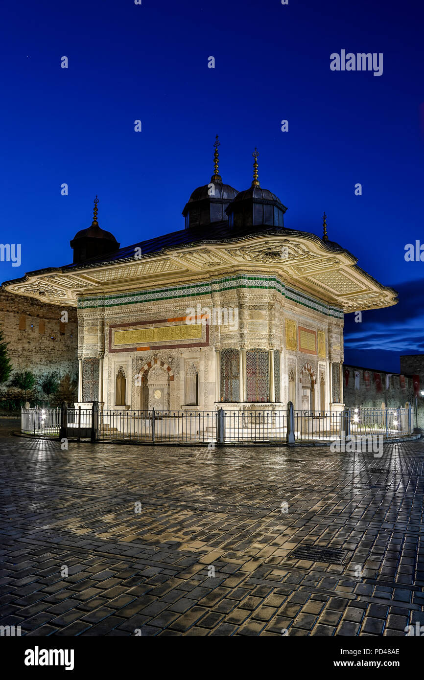 Brunnen des Sultans Ahmed III (türkische Rokoko-Stil), Istanbul, Türkei Stockfoto