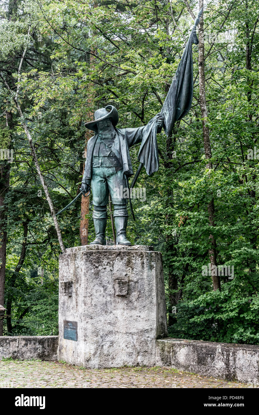 Denkmal in Kufstein Andreas Hofer Aufbot die Tiroler Völker von Nord- und Südtirol gegen Napoleons Französische Armee von 1810 Stockfoto