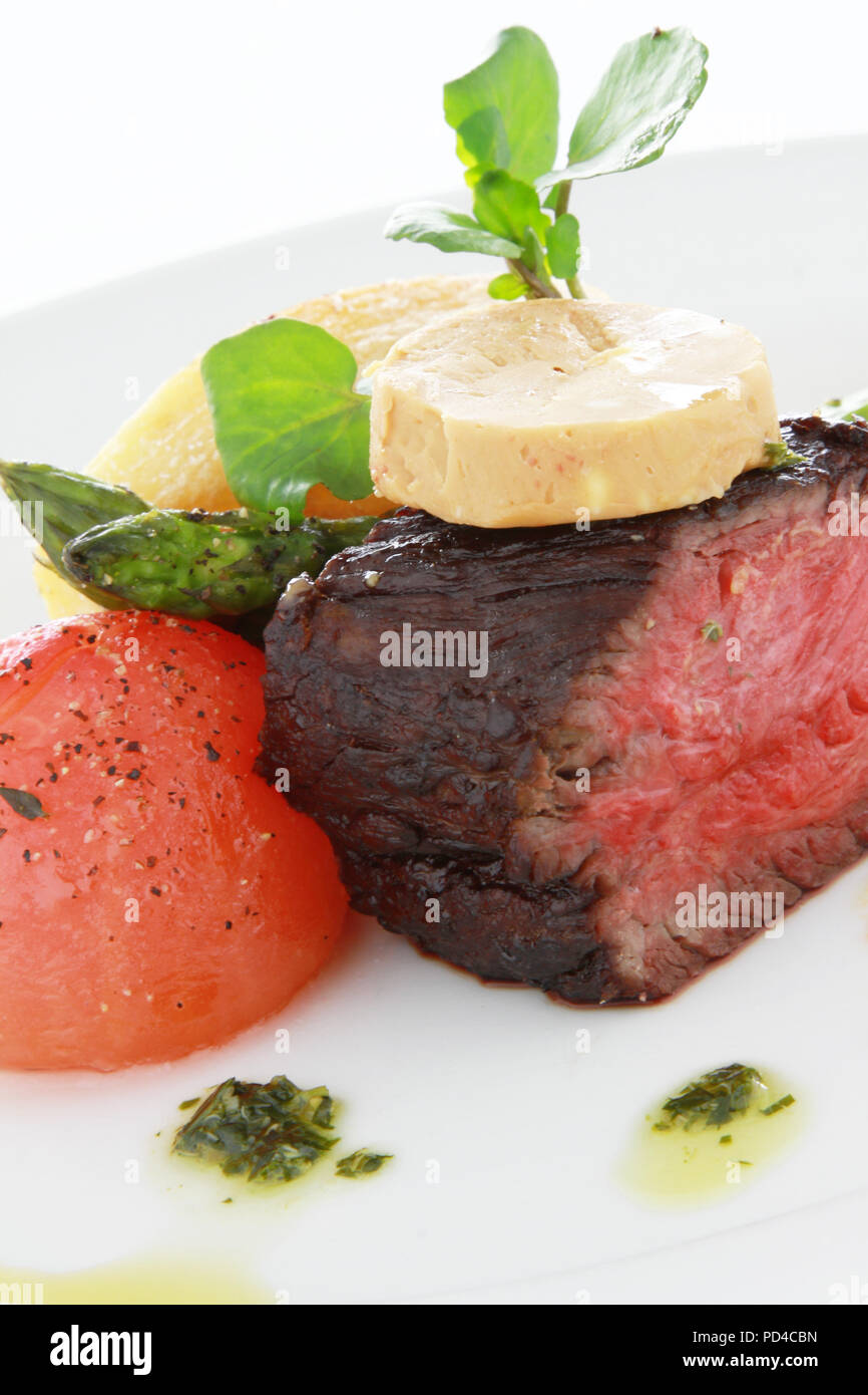 Vergoldete Filet Steak essen Stockfoto